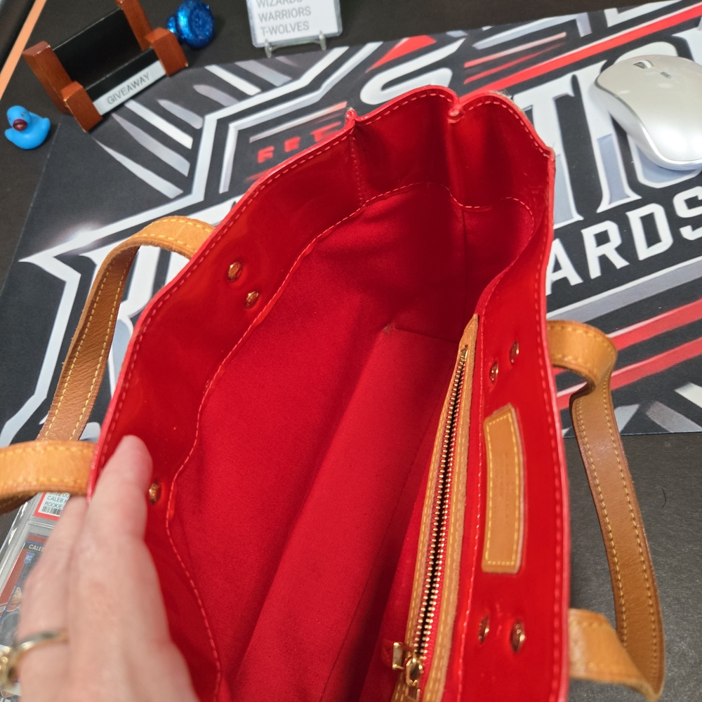 Louis Vuitton Red and Tan Glossy Tote COA Included - Picture 5 of 10
